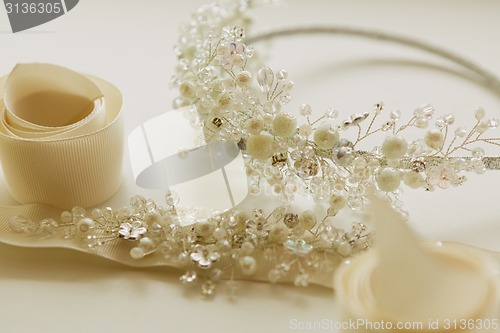 Image of composition of wedding accessories bride