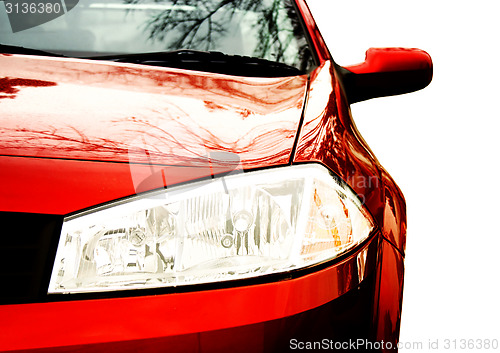 Image of Red Sport Car - Front side, half