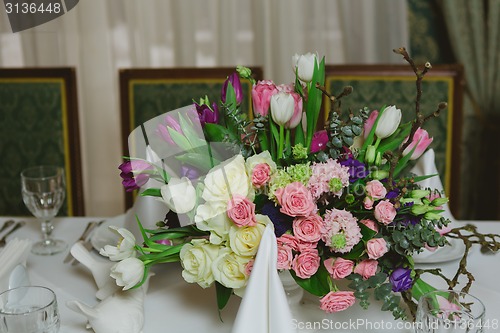 Image of Beautiful flowers on table