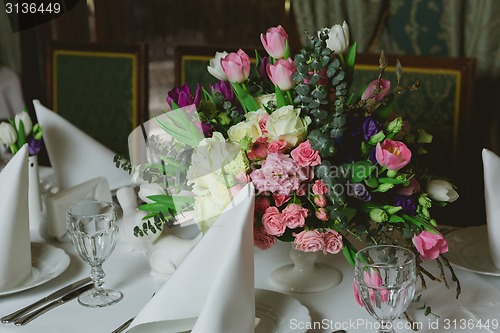 Image of Beautiful flowers on table