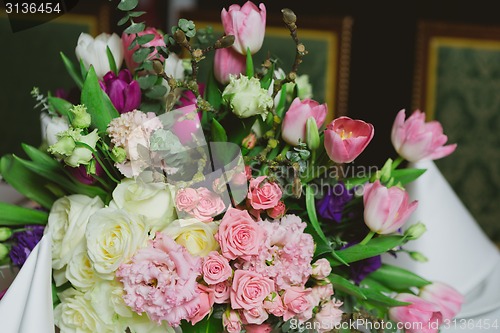 Image of Beautiful flowers on table