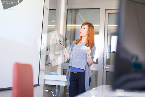 Image of Businesswoman giving a talk.