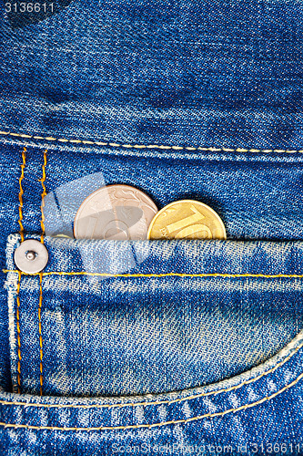 Image of Coins in pocket jeans