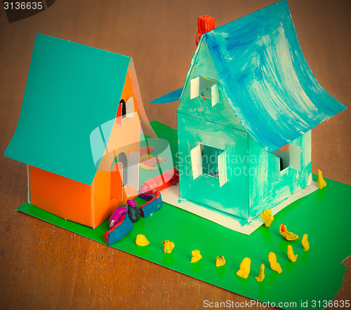 Image of toy cardboard houses