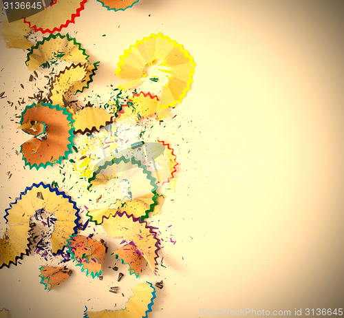 Image of pencil shavings on white