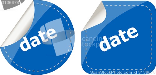 Image of date word stickers web button set, label, icon