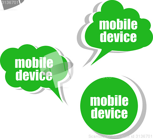 Image of mobile device, Set of stickers, labels, tags. Template for infographics