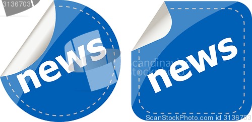 Image of news stickers set, icon button isolated on white