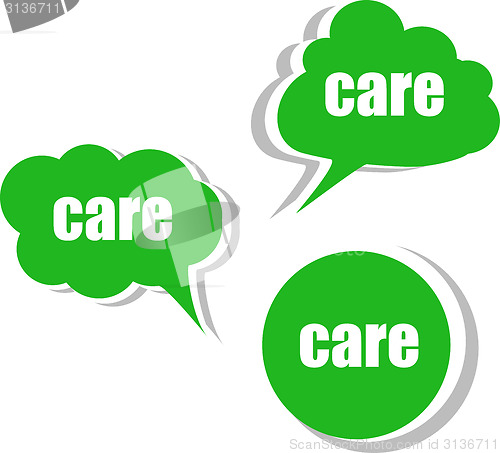 Image of care. Set of stickers, labels, tags. Template for infographics