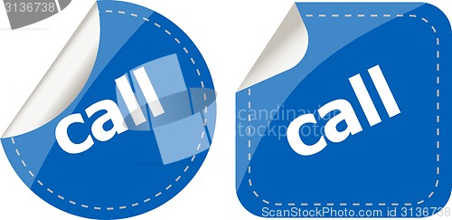 Image of call word stickers set, web icon button