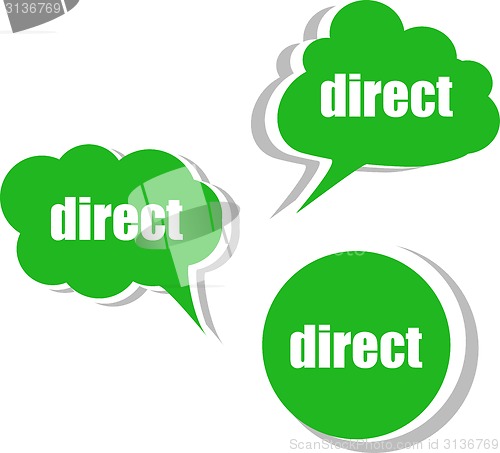 Image of direct word on modern banner design template. set of stickers, labels, tags, clouds