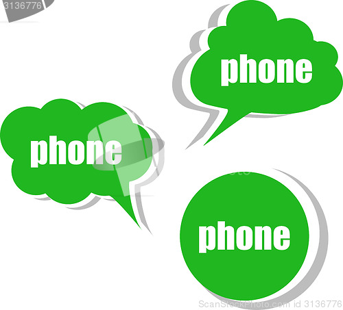 Image of phone. Set of stickers, labels, tags. Template for infographics