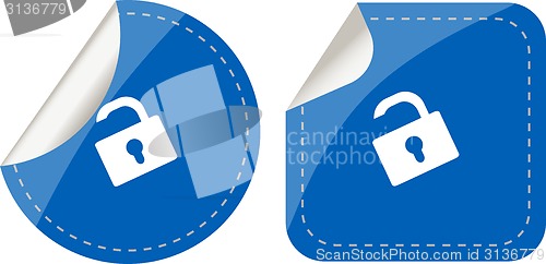 Image of stickers set isolated on white with padlock, security concept