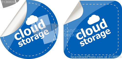 Image of cloud storage - cloud computing icon stickers set