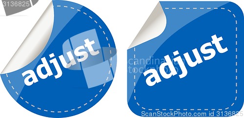 Image of adjust word stickers set, icon button, business concept