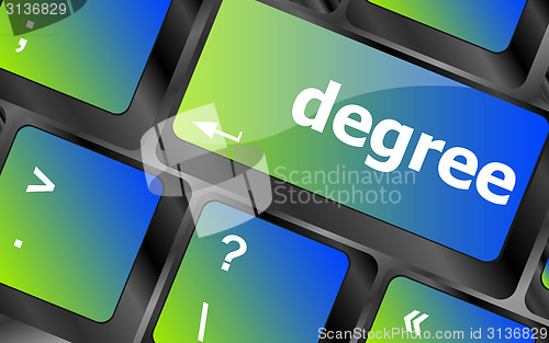 Image of degree button on computer pc keyboard key