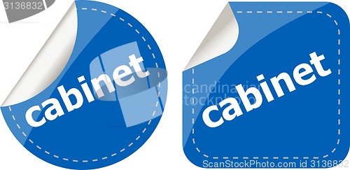 Image of cabinet word stickers set, web icon button