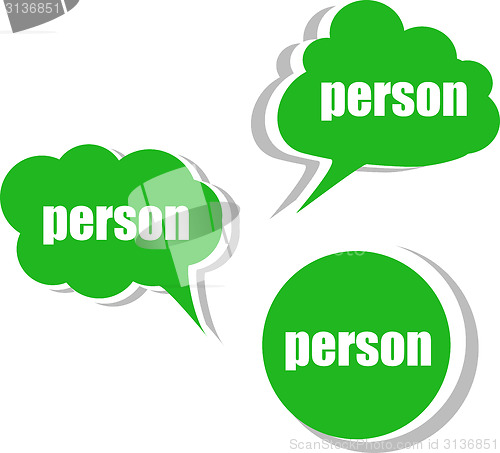 Image of person. Set of stickers, labels, tags. Template for infographics