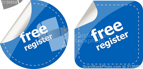 Image of stickers label set business tag with free register word