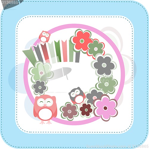 Image of Background with owl and flowers