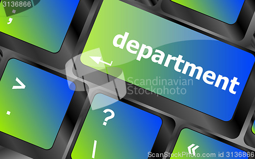 Image of business concept: computer keyboard with word department