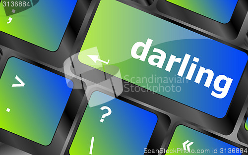 Image of darling button on computer pc keyboard key