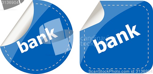 Image of back word on stickers button set, business label