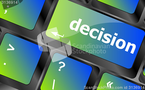Image of decision button on computer pc keyboard key