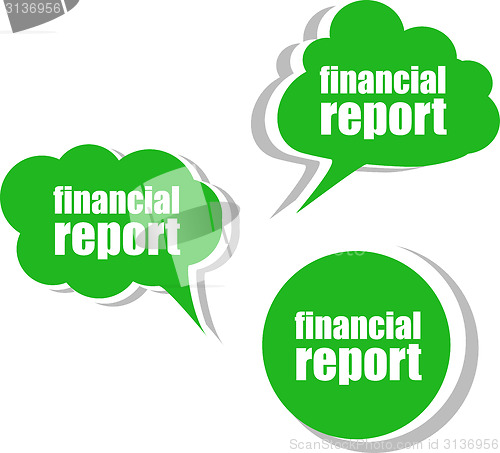 Image of financial report. Set of stickers, labels, tags. Template for infographics