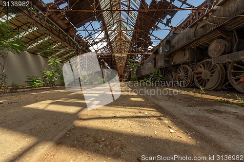 Image of Industrial interior with bright light