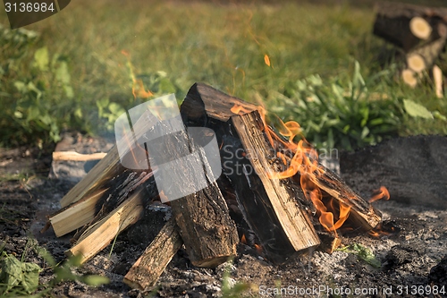 Image of Camp fire outdoors burning