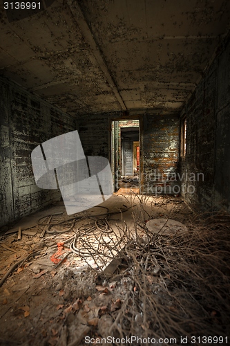 Image of Messy vehicle interior of a train carriage