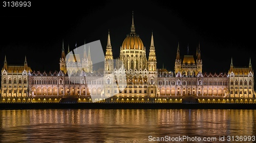 Image of Night detail of the Parliament building 