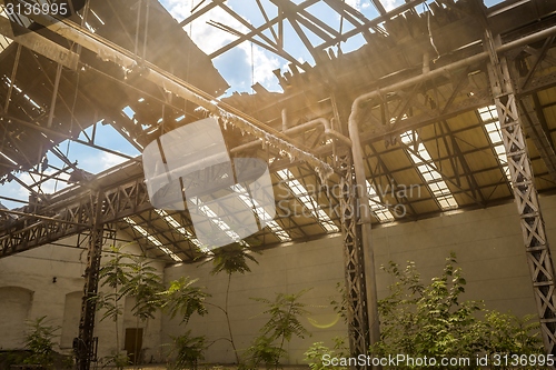 Image of Industrial interior with bright light