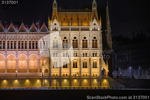 Image of Night detail of the Parliament building 