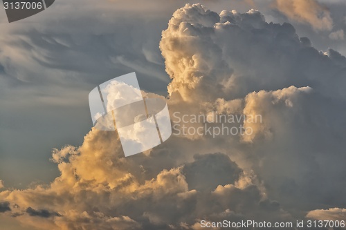 Image of Beautiful sky with fluffy clouds