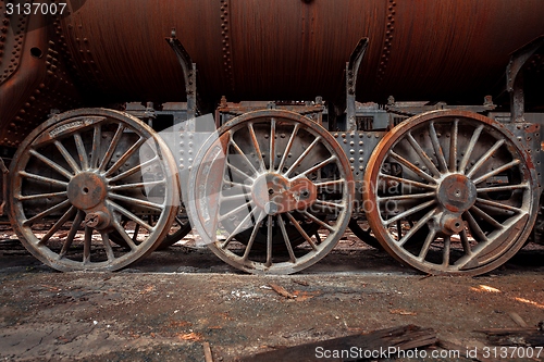 Image of Wheels of an old train