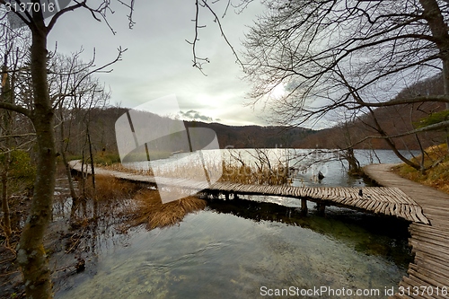 Image of Wooden path trough the lakes