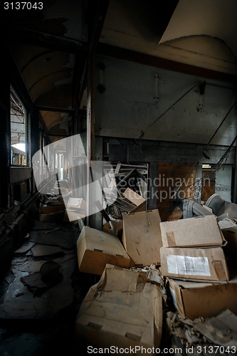 Image of Messy vehicle interior of a train carriage