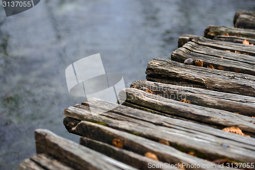 Image of Closeup photo of wooden floor panels