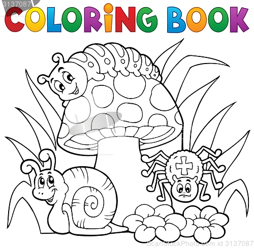 Image of Coloring book toadstool with animals