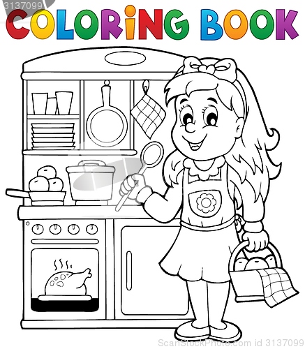 Image of Coloring book child playing theme 1