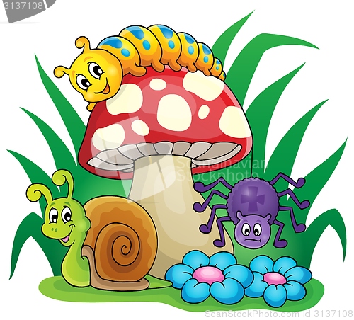 Image of Toadstool with small animals