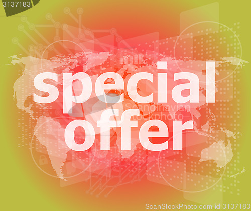 Image of special offer text on digital screen