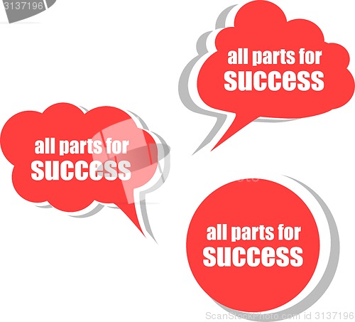 Image of all parts for success. Set of stickers, labels, tags