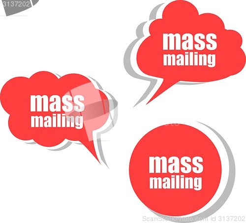 Image of mass mailing. Set of stickers, labels, tags. Business banners