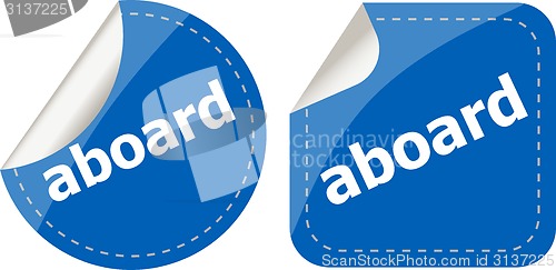 Image of aboard word stickers set icon button isolated on white