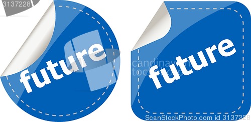 Image of future stickers set on white, icon button isolated on white