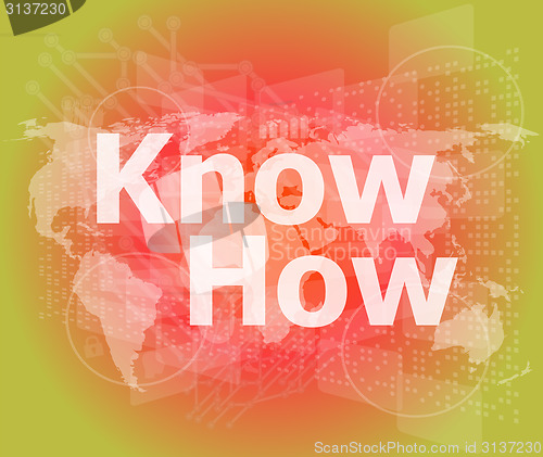 Image of The word know how on digital screen, social concept