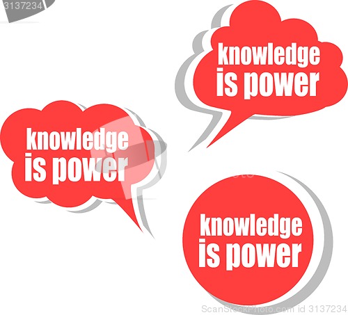 Image of knowledge is power. Set of stickers, labels, tags. Template for infographics